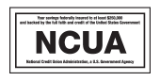 NCUA logo - savings insured to at least $250,000 and backed by US government