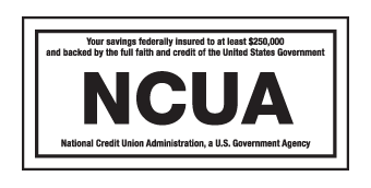 NCUA logo - savings insured to at least $250,000 and backed by US government