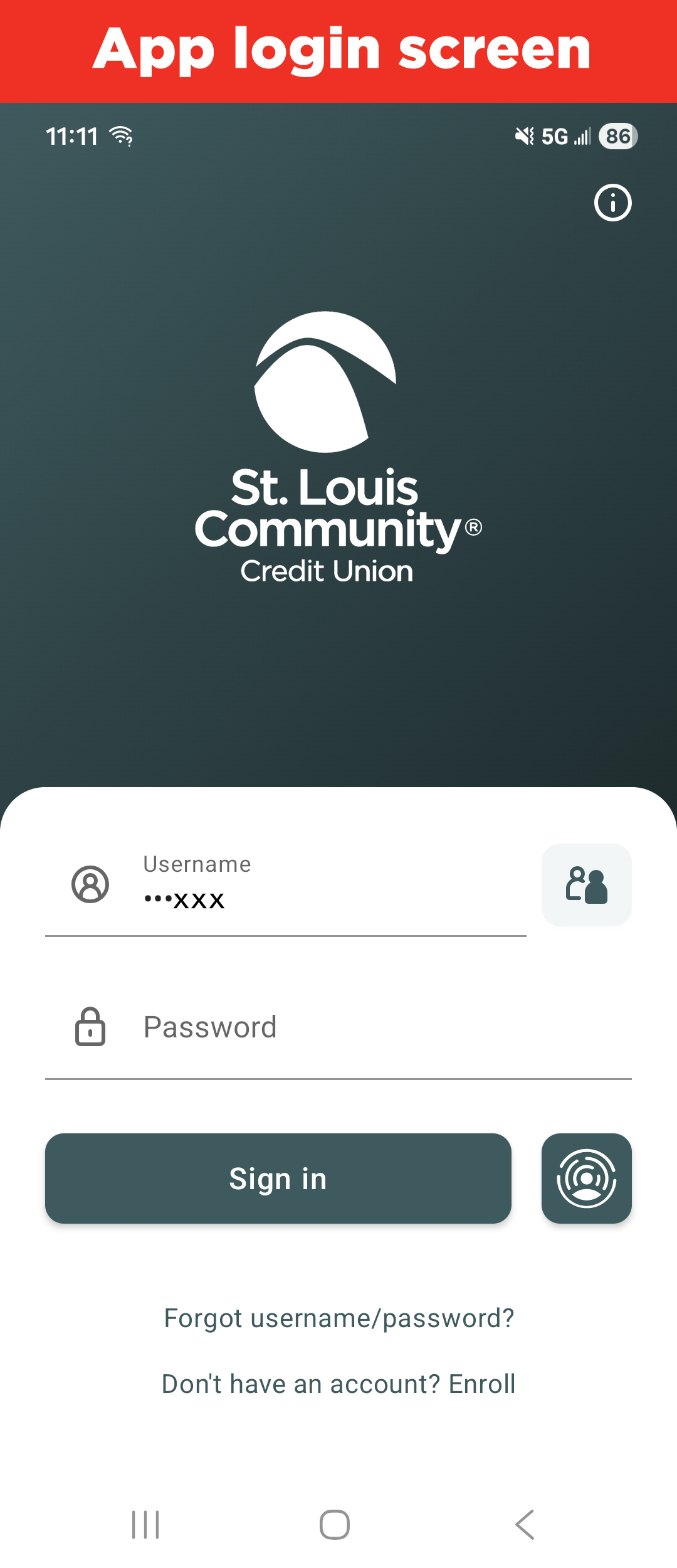 Image of the new Online Banking login screen