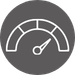 gray round icon with speedometer in middle