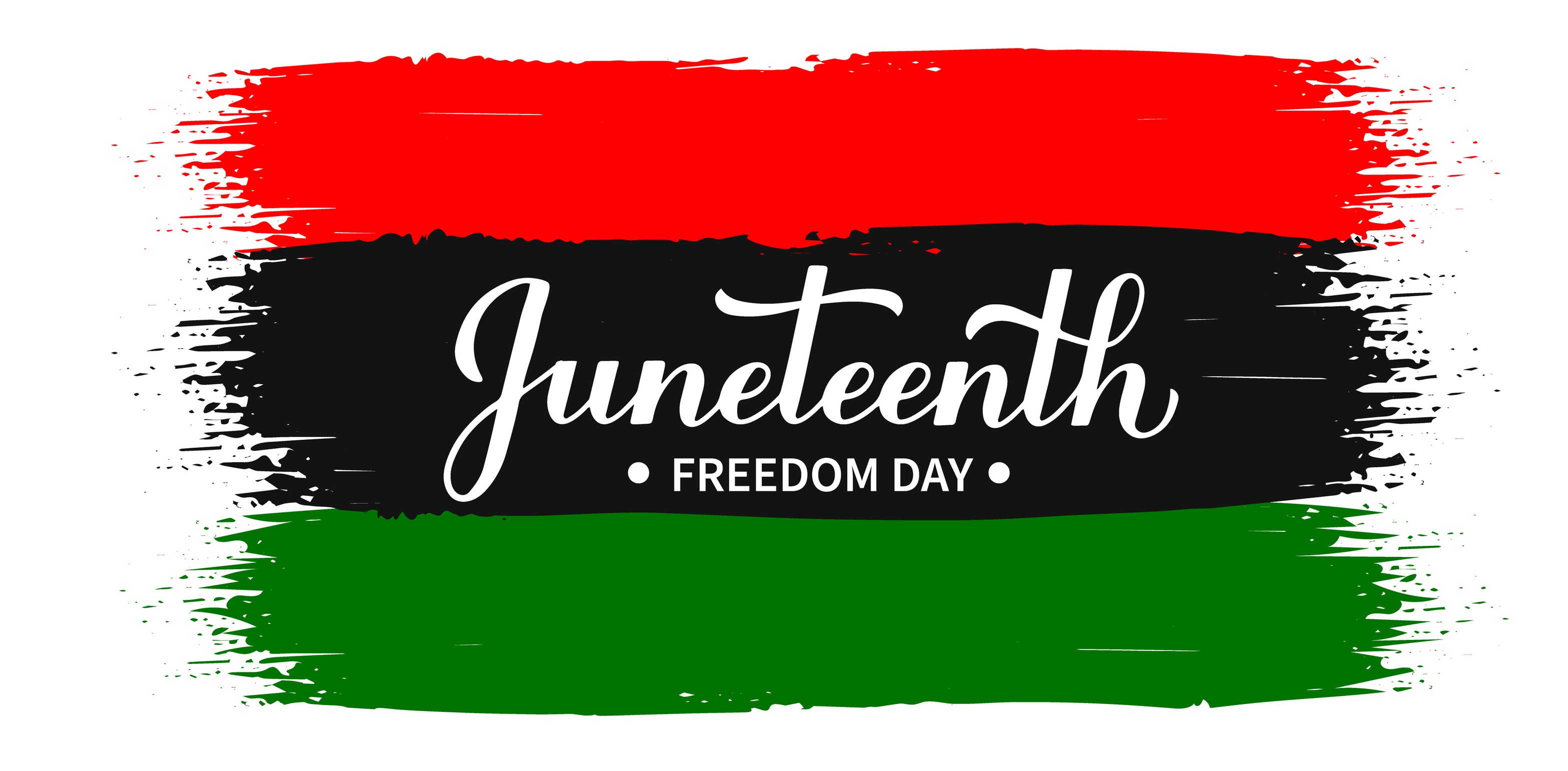 red, black and green flag with juneteenth text over it